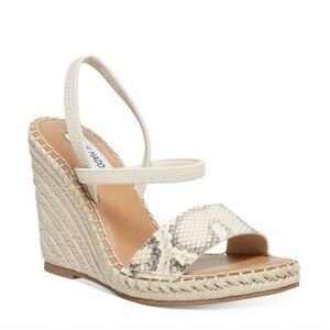 STEVE MADDEN Womens Beige 1/2" Platform  Mckenzie Wedge Shoes 6 M